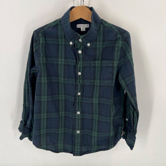 Crewcuts Boys Size 7 Outfit Set Plaid Button Down Shirt Khaki Chino Shorts - Picture 2 of 14